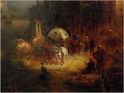 POLECAMY MUZEALNY OBRAZ! MOTYW DUNAJU Z WIDOKIEM NA PASSAU - FRANZ EMIL KRAUSE (1836-1900)