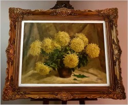 Duże Malarstwo Aukcyjne! Chryzantemy - Jules (Juul) CORT DE (1918-1999) 