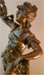 UNIKAT! DUŻA SECESYJNA FIGURA DZIEWCZYNY - L&F MOREAU (*1880) WYSOKOŚĆ 67CM.