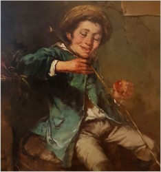 Chłopiec, Kury i Kaczki- Dickmeis Gerhard (Heinsberg 1918 - 1978 Jülich) 