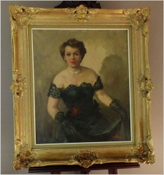 POLECAMY PIĘKNY PAŁACOWY PORTRET OLEJNY DAMY - FRANCJA *1930