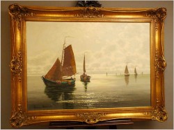 ŁODZIE RYBACKIE NA MORZU - ERNST HUGO LORENZ MUROWANA (1872-1950)