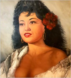 UNIKAT! ORYGINALNE HISZPAŃSKIE MALARSTWO - PORTRET PIĘKNEJ HISZPANKI (79cm x 69cm)