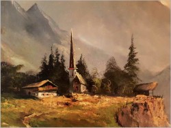 PIĘKNE NIEMIECKIE MALARSTWO KRAJOBRAZOWE-  EBERLINGER XXw. (120x90cm)