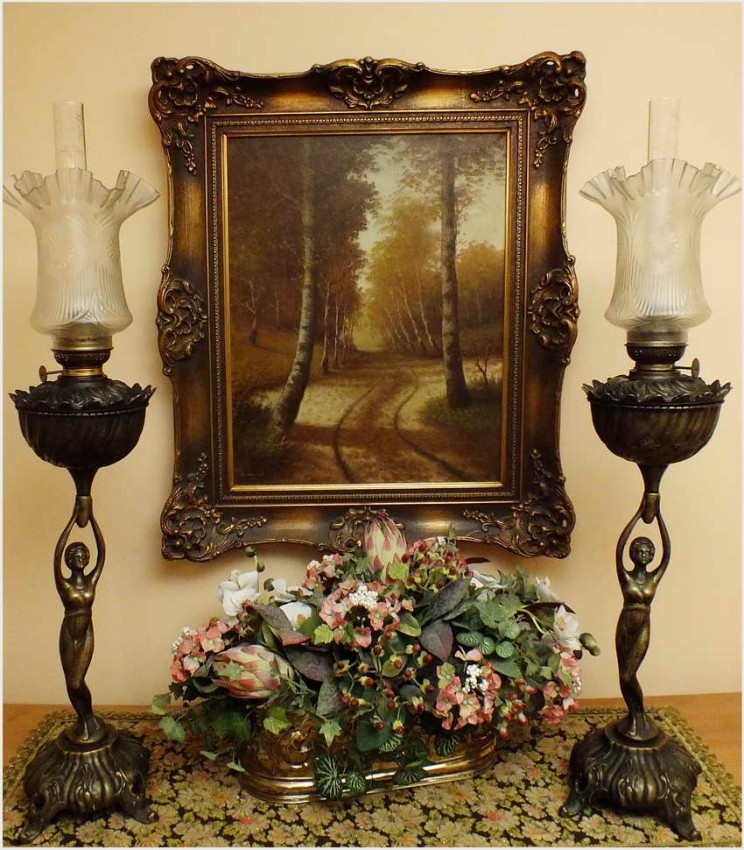 POLECAMY KOMPLET LAMP NAFTOWYCH Z BRĄZU - CENA ZA 2 SZT.