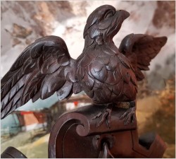 Stary Zegar z Motywem Myśliwskim Rzeźbiony w Drewnie 50cm - Francja XIXw.