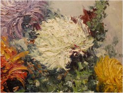 MALARSTWO WĘGIERSKIE, CHRYZANTEMY W WAZONIE - FERENC SZEKELY (1900-1988 Hungary)