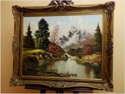 MALARSTWO NIEMIECKIE! PIĘKNY KRAJOBRAZ ALPEJSKI - sygn Warnoth XXw.