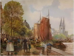 Targ kwiatowy w Amsterdamie / Hans Richter-Johannsen 1881-1966 (Mega rozmiar: 150cmx110cm)