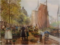 Targ kwiatowy w Amsterdamie / Hans Richter-Johannsen 1881-1966 (Mega rozmiar: 150cmx110cm)