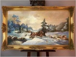 Atak wilków na trojkę - oryg. Eugen Otterbach 1907r. (Certyfikat!)