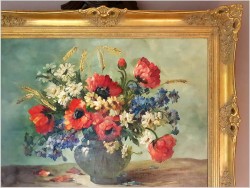 Przepiękna martwa natura! Kwiaty w wazonie -Hedwig Petermann *1877