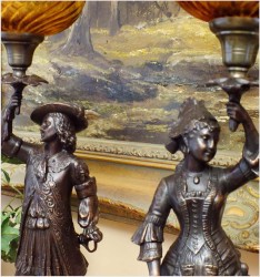 POLECAMY! SYGNOWANY KOMPLET (PARA) LAMP FIGURALNYCH Z FRANCJI!