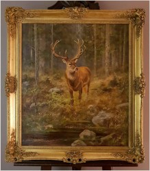 Malarstwo myśliwskie! Dostojny czternastak, jeleń - oryg. Georg Majewicz (1897-1965)