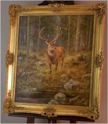 Malarstwo myśliwskie! Dostojny czternastak, jeleń - oryg. Georg Majewicz (1897-1965)