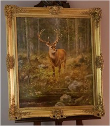 Malarstwo myśliwskie! Dostojny czternastak, jeleń - oryg. Georg Majewicz (1897-1965)