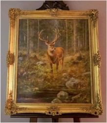 Malarstwo myśliwskie! Dostojny czternastak, jeleń - oryg. Georg Majewicz (1897-1965)
