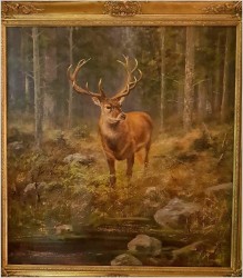 Malarstwo myśliwskie! Dostojny czternastak, jeleń - oryg. Georg Majewicz (1897-1965)