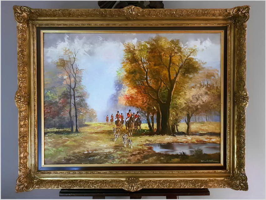 Piękny jesienny krajobraz! Wyjazd na polowanie - Jean EDELER *1899