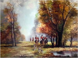 Piękny jesienny krajobraz! Wyjazd na polowanie - Jean EDELER *1899