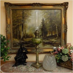 PIĘKNA SYGNOWANA LAMPA NAFTOWA Z ONYX - MATADOR 15"