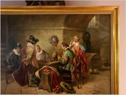 Malarstwo aukcyjne! Scena w tawernie, Muszkieterzy grający w szachy - (Luigi Giorgio Baldero 19th Italy)