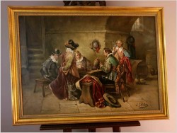 Malarstwo aukcyjne! Scena w tawernie, Muszkieterzy grający w szachy - (Luigi Giorgio Baldero 19th Italy)