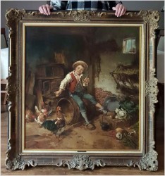 Malarstwo Aukcyjne! Chłopiec w Kurniku - Dickmeis Gerhard (Heinsberg 1918 - 1978 Jülich) Rozmiar XXL