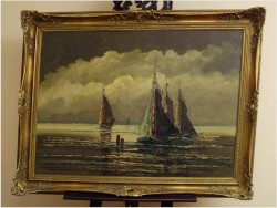 UNIKATOWY ROZMIAR! ŁODZIE NA MORZU - JEAN COUNE (1900-1963)