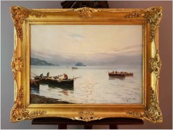 Marynistyka! Rybacy u Wybrzeży Capri - Maurice Romani (*1925 Italy)