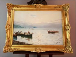 Marynistyka! Rybacy u Wybrzeży Capri - Maurice Romani (*1925 Italy)
