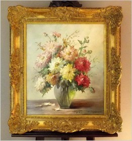 POLECAMY UNIKATOWE ARCYDZIEŁO! KOMPOZYCJA KWIATÓW W WAZONIE - HEDWIG PETERMANN (1877-1919)