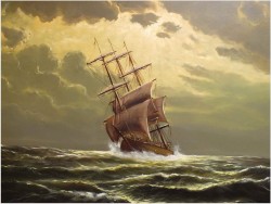 RARYTAS AUKCYJNY! ŻAGLOWIEC NA PEŁNYM MORZU - ERNST ALSEN (1920 - 1989)