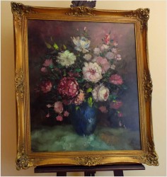 RARYTAS! KWIATY W NIEBIESKIM  WAZONIE ~ Prof.Adjez BAHMAN (1941)