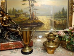 MOSIĘŻNA LAMPA NAFTOWA O PODSTAWIE MARMUROWEJ L&B *1883r.