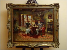 MALARSTWO RODZAJOWE! DYSPUTA PRZY WINIE - OSKAR URBAHN XIX/XXw.