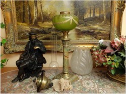 PIĘKNA SYGNOWANA LAMPA NAFTOWA Z ONYX - MATADOR 15"