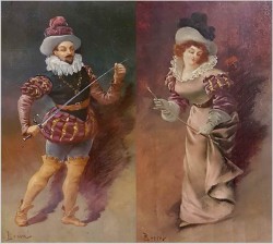UNIKAT!!! PARA SECESYJNYCH OBRAZÓW - Ecole française, Henri DE BRÉVAL (XIX-XX)