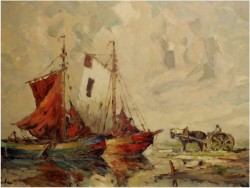 Łodzie na morzu północnym - Rudolf Priebe (Kiew 1889-1964 Hamburg)