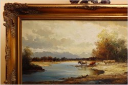 Polecamy! Wyjątkowy pejzaż z krowami ~ Helmut Stadelhofer (1914- 1979)