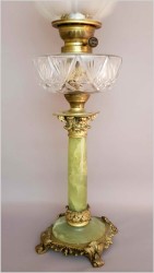 Pałacowa kolumnowa lampa naftowa z onyx - Si Gladiator Paris XIXw.