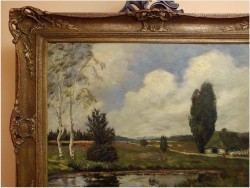 PIĘKNY KRAJOBRAZ W DUŻEJ BAROKOWEJ RAMIE ~ Carl Wilhelm Mosblech (1868-1934)