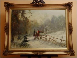 MEGA RARYTAS! JAZDA KONNA ZIMĄ - W.v.Kamp (122cm x 92cm)
