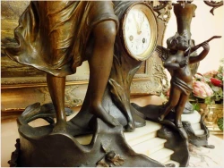 POLECAMY! PAŁACOWY ORYGINALNY ZEGAR Z KANDELABRAMI ART NOUVEAU 1900r.