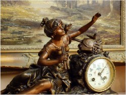 POLECAMY! FRANCUSKI ZEGAR KOMINKOWY Z WAZAMI ~  L&F MOREAU XIXw.