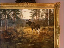 Kolekcjonerski rarytas! Łoś na przedpolu lasu - oryg. Georg Majewicz (1897-1965) 