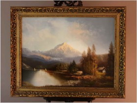 Polecamy! Romantyczny krajobraz ze sztafażem - Sygn. Campbell XXw.