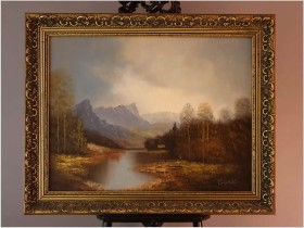 Polecamy! Romantyczny widok na góry ze sztafażem - Sygn. Campbell XXw.