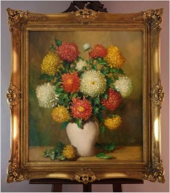 Malarstwo Pałacowe! Chryzantemy - Helmuth Andreas Volkwein (1920 - 2004)