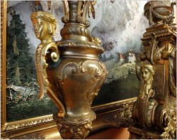 Pałacowy Zegar Medalowy z Kandelabrami, Styl Ludwika XVI - Brąz XIXw. (Wys: 79 cm)